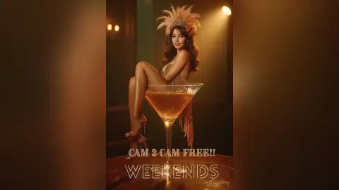 Glamorous woman in a feathered headpiece and sparkly outfit sitting by a cocktail in a moody lounge setting.