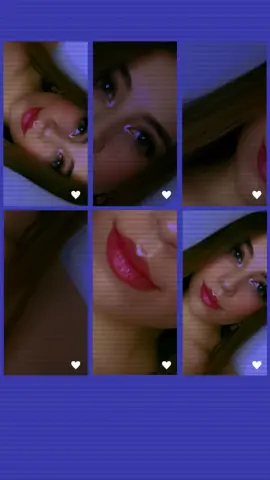 Close-up collage of a young woman with red lipstick and long brown hair in a moody, cinematic lighting style.