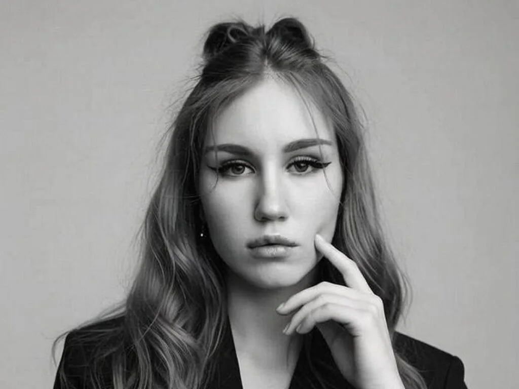AlishiaYagues poses with her hand touching her cheek, wearing a dark blazer and her hair in half-up buns.