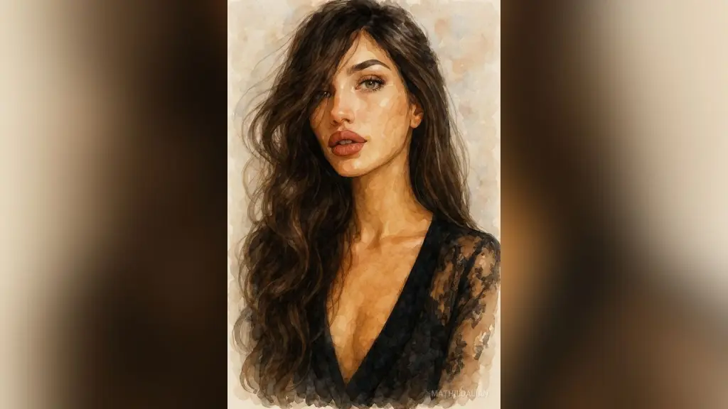 Beautiful woman in a black lace robe posing against a white wall in a moody black and white portrait.