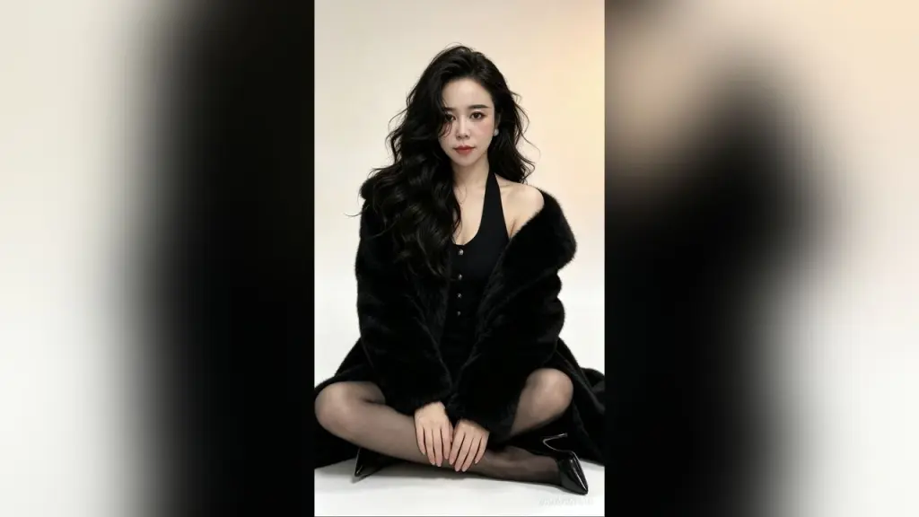 WanwanYao — WanwanYao sits on the floor wearing a black top and a fuzzy black coat.