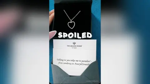 Heart pendant silver necklace in a black gift box with a romantic message card from The Million Roses.