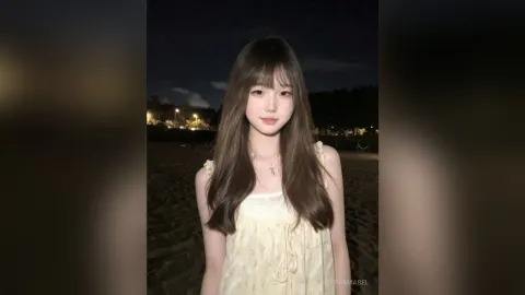 TessaMabel — TessaMabel stands on a dark beach at night wearing a white floral sundress.