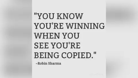 Inspirational quote by Robin Sharma about success and being copied in black serif typography on a white background.