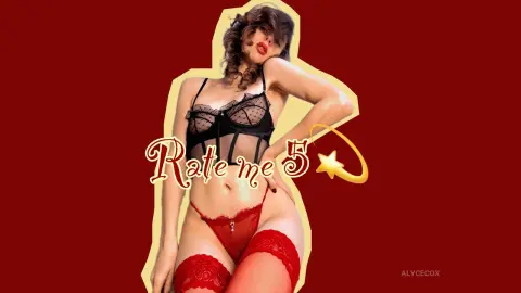 Glamorous woman in black lace lingerie and red stockings posing against a deep red background.