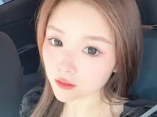 Loreleimiaomiao looks directly at the camera with long brown hair and light makeup, posing in a close-up headshot inside a car.