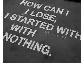 MissezShe poses against a dark background with text that reads 'HOW CAN I I LOSE, I STARTED WITH WITH NOTHING.'